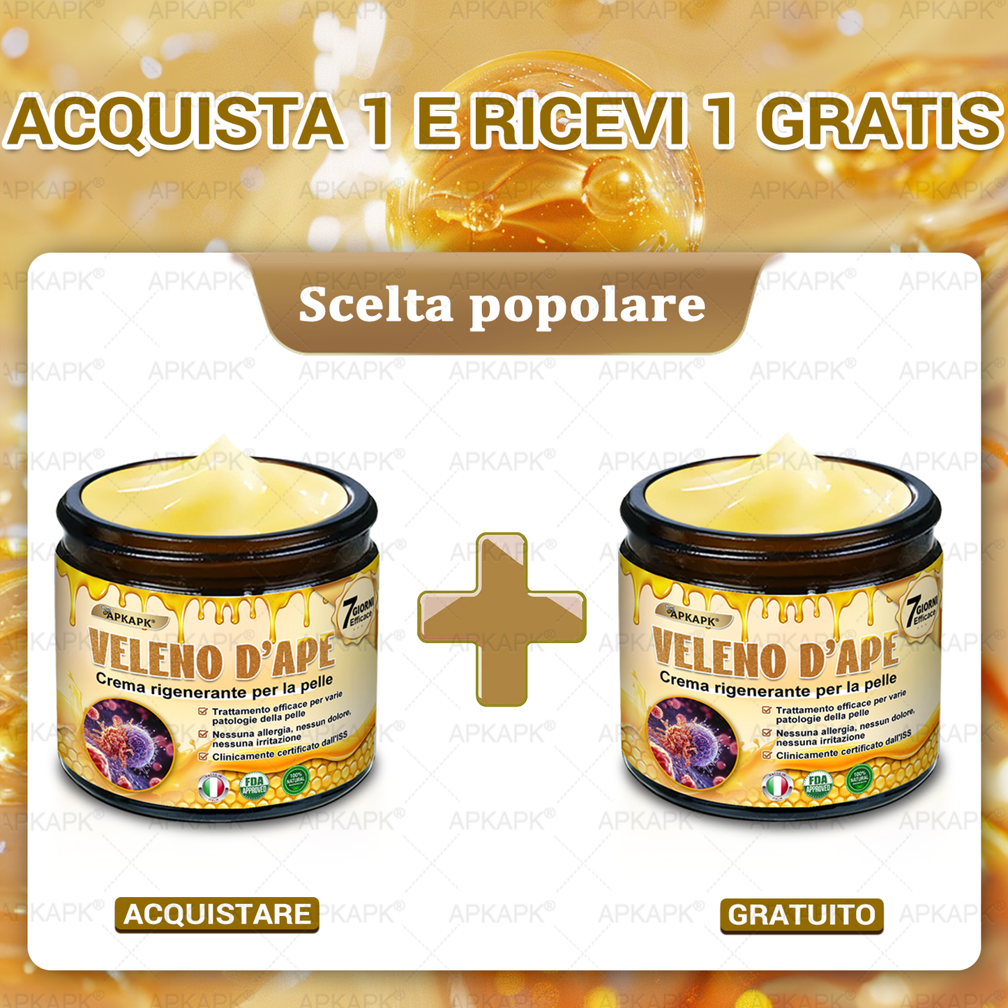 Prodotto e spedito in Italia 🫧 𝖠𝖯𝖪𝖠𝖯𝖪® Crema Ripristino Pelle al Veleno d'Api