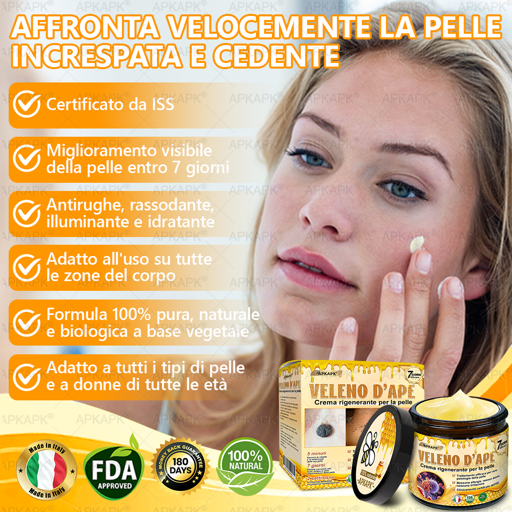 Prodotto e spedito in Italia 🫧 𝖠𝖯𝖪𝖠𝖯𝖪® Crema Ripristino Pelle al Veleno d'Api