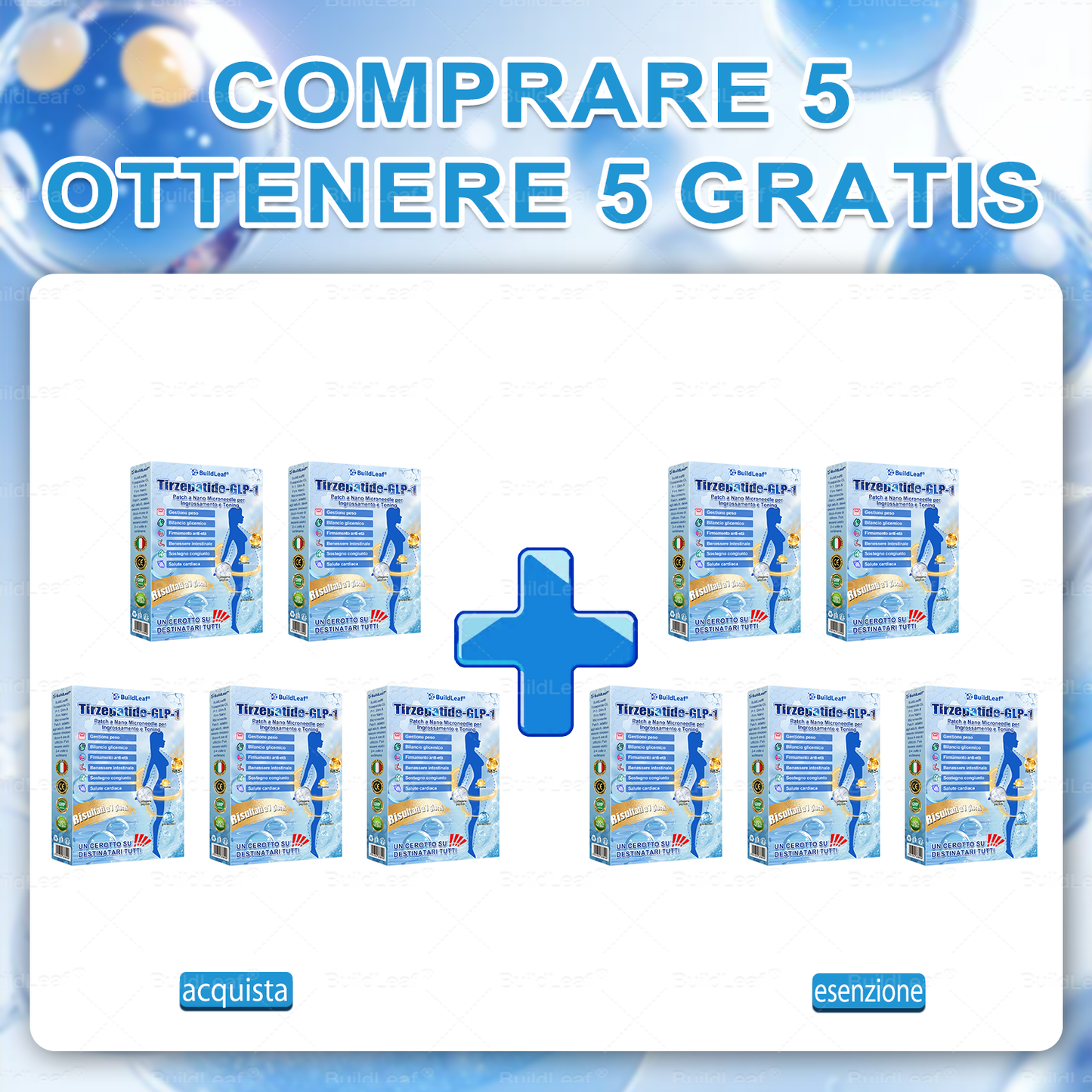 Clinicamente testato · Cerotto a microaghi nano BuildLeaf® Slim & Firm con Moringa, Omega-3, Peptidi di Collagene, NAD e NMN per obesità, salute cardiovascolare, diabete, apnea notturna, articolazioni, pelle e anti-età.
