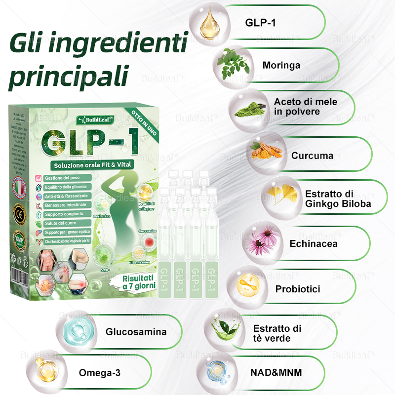 Negozio ufficiale ✨| BuildLeaf® GLP-1 8-in-1 Fit & Vital Soluzione Orale (Solo una volta al giorno, cambiamenti visibili in 7 giorni) ✅ Per obesità, salute cardiovascolare, diabete, apnea notturna, salute intestinale, problemi articolari e altro