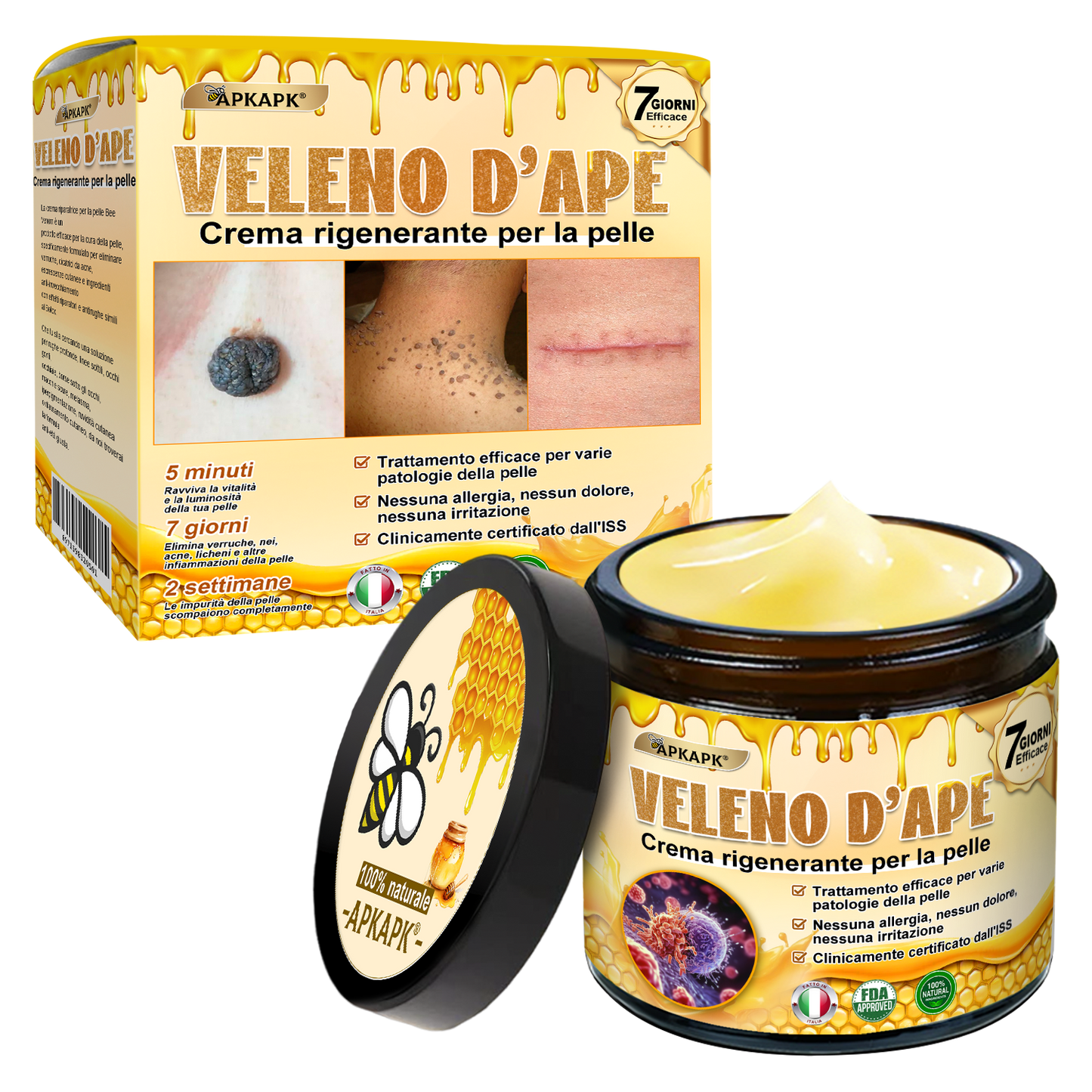 Prodotto e spedito in Italia 🫧 𝖠𝖯𝖪𝖠𝖯𝖪® Crema Ripristino Pelle al Veleno d'Api