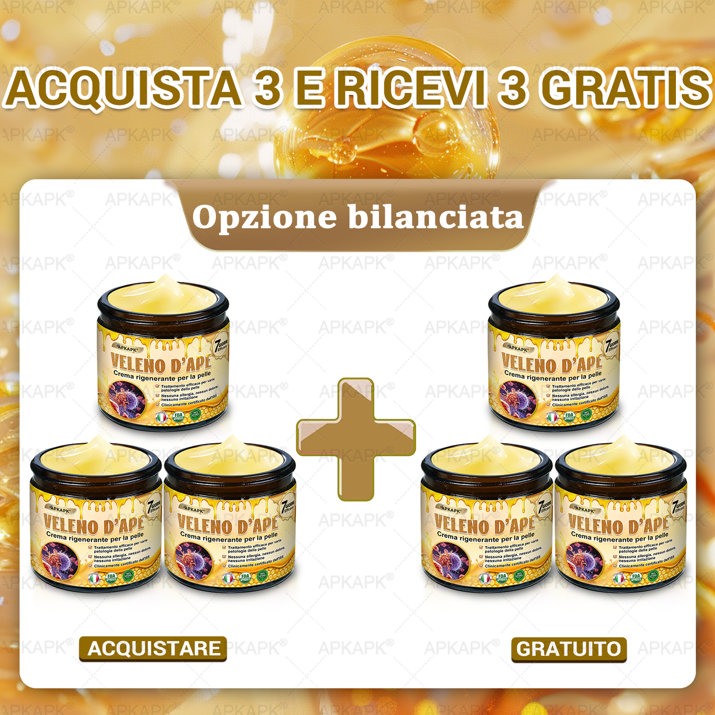 Prodotto e spedito in Italia 🫧 𝖠𝖯𝖪𝖠𝖯𝖪® Crema Ripristino Pelle al Veleno d'Api