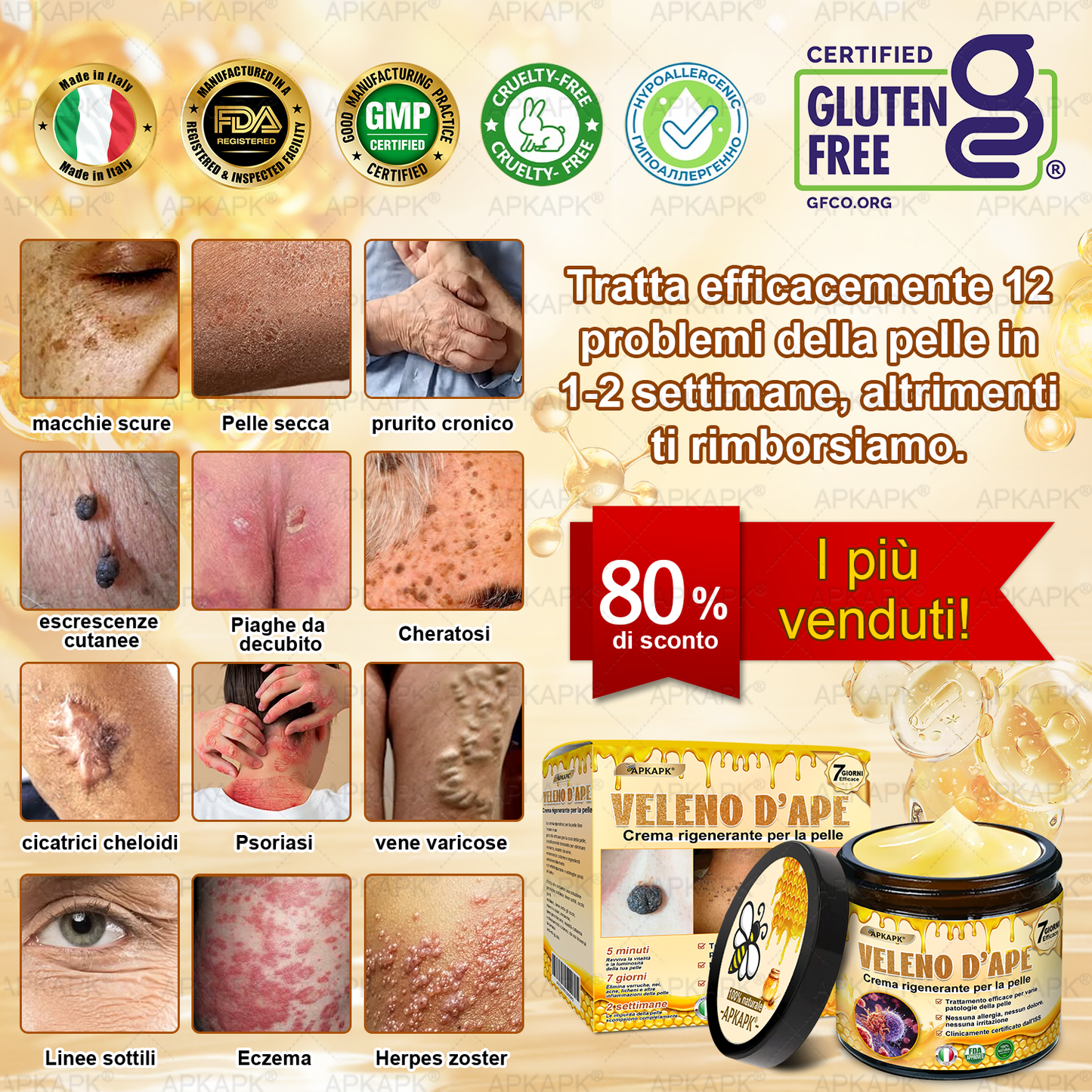 Prodotto e spedito in Italia 🫧 𝖠𝖯𝖪𝖠𝖯𝖪® Crema Ripristino Pelle al Veleno d'Api