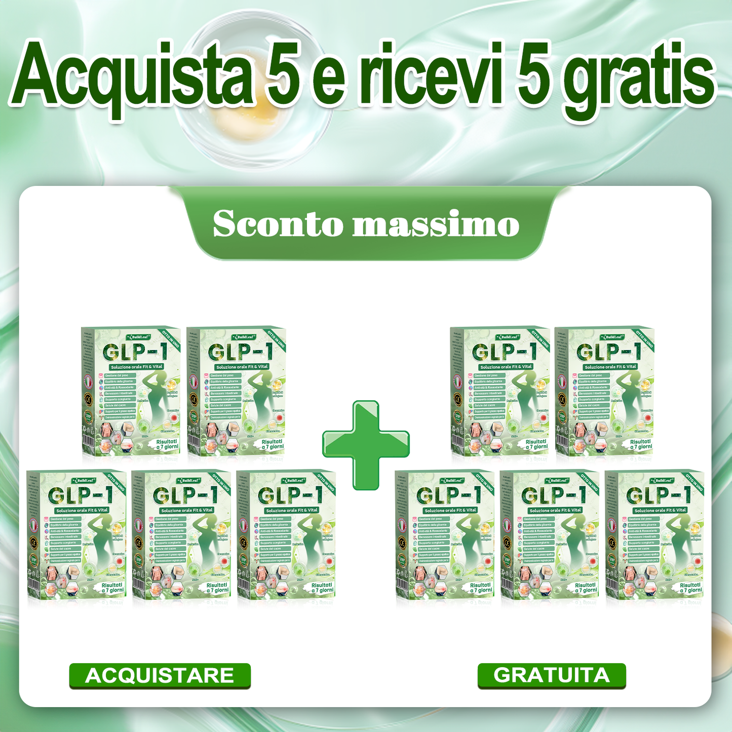 Negozio ufficiale ✨| BuildLeaf® GLP-1 8-in-1 Fit & Vital Soluzione Orale (Solo una volta al giorno, cambiamenti visibili in 7 giorni) ✅ Per obesità, salute cardiovascolare, diabete, apnea notturna, salute intestinale, problemi articolari e altro