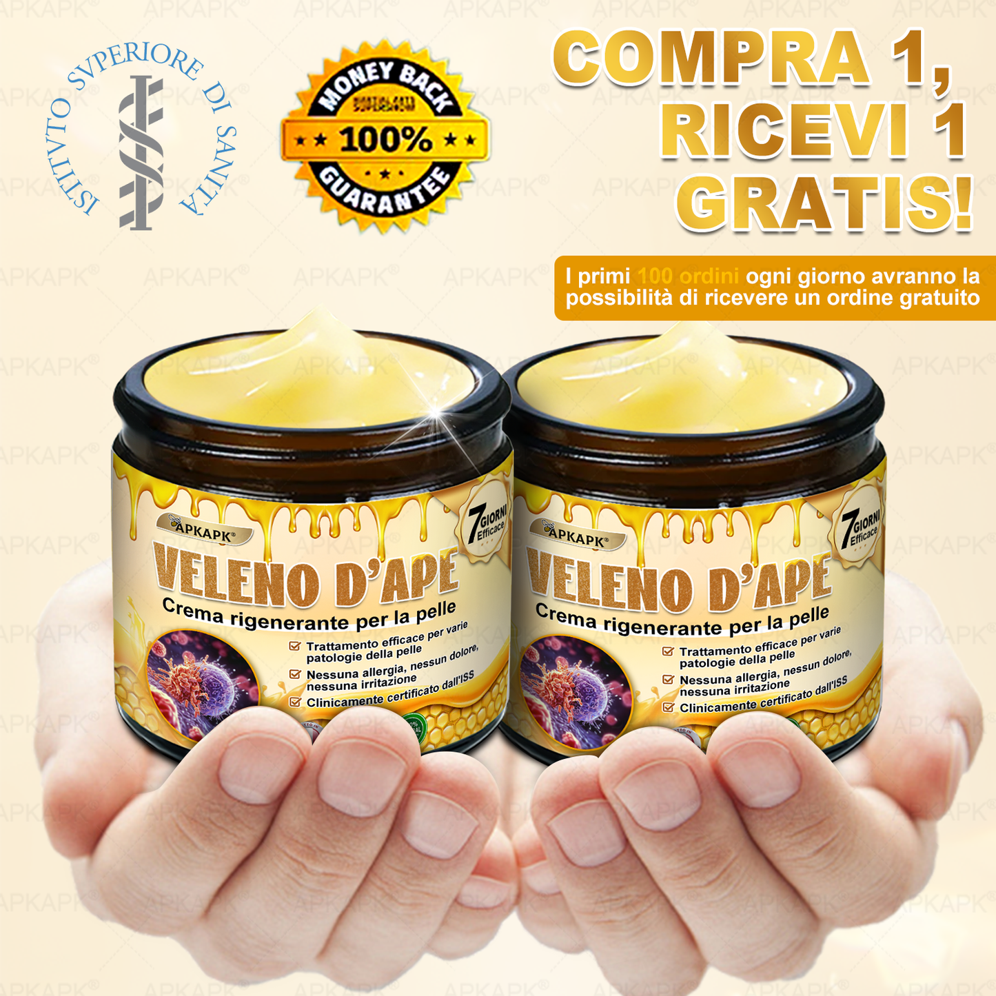 Prodotto e spedito in Italia 🫧 𝖠𝖯𝖪𝖠𝖯𝖪® Crema Ripristino Pelle al Veleno d'Api